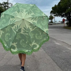 Beach umbrella floral pistachio