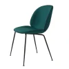 Beetle dining chair piétement noir mat - velours bleu turquoise