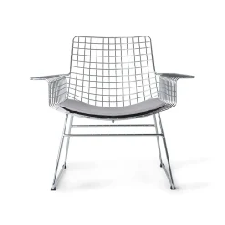 Metal wire lounge chair - Chrome - Avec coussin d'assise (Outlet)