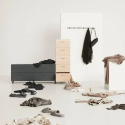 One low and one tall Relief drawer with legs