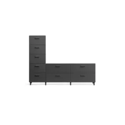 One low and one tall Relief drawer with legs