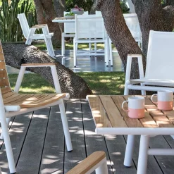 Pilotis fauteuil teck bois