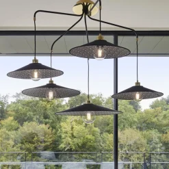 Plafonnier Gatsby 5 lampes - Paon noir et blanc (Outlet)