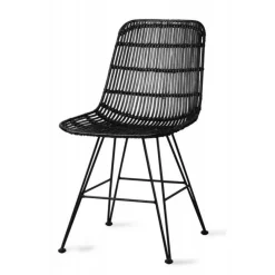 Rattan Chaise en rotin - Noir (Outlet)