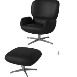 Ripon - Fauteuil + repose-pieds Cuir