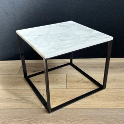 Table d'appoint Lithos - Marbre Blanc / Chrome noir (Outlet)