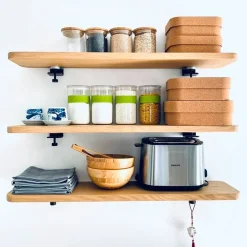 Trio étagères murales chêne massif