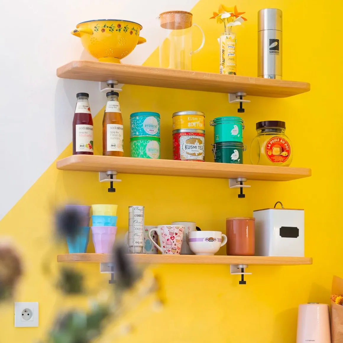 Trio étagères murales chêne massif