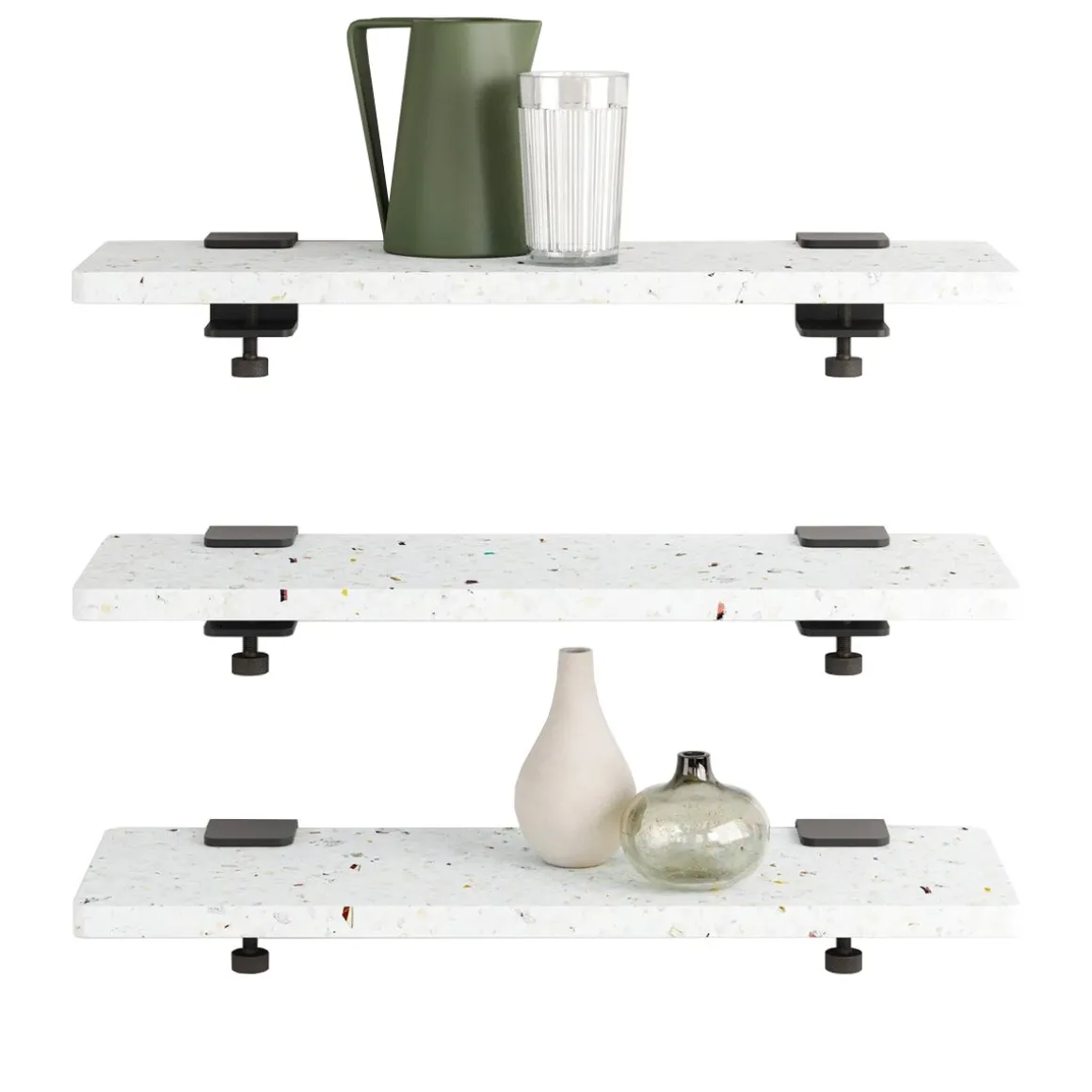 Trio étagères murales plastique recyclé Blanc Venezia