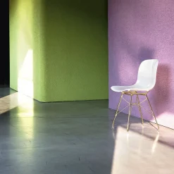 Troy Chaise - Pieds fils d'acier - Blanc / Or (Outlet)